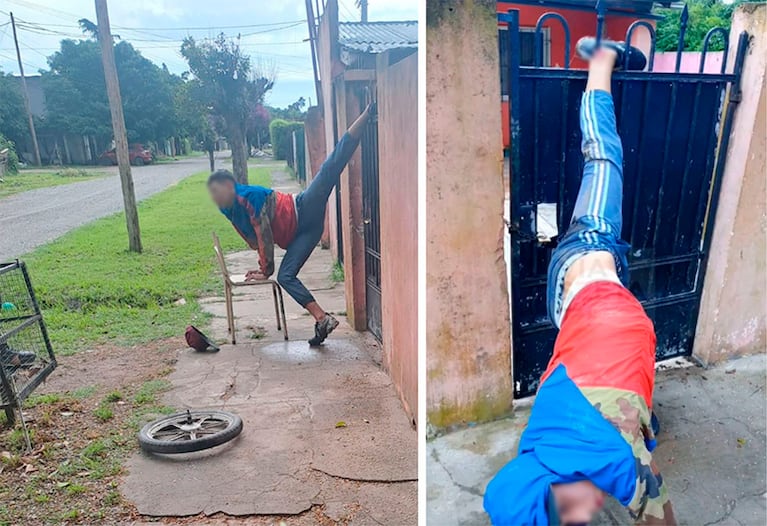 El joven quedó atravesado por la reja.