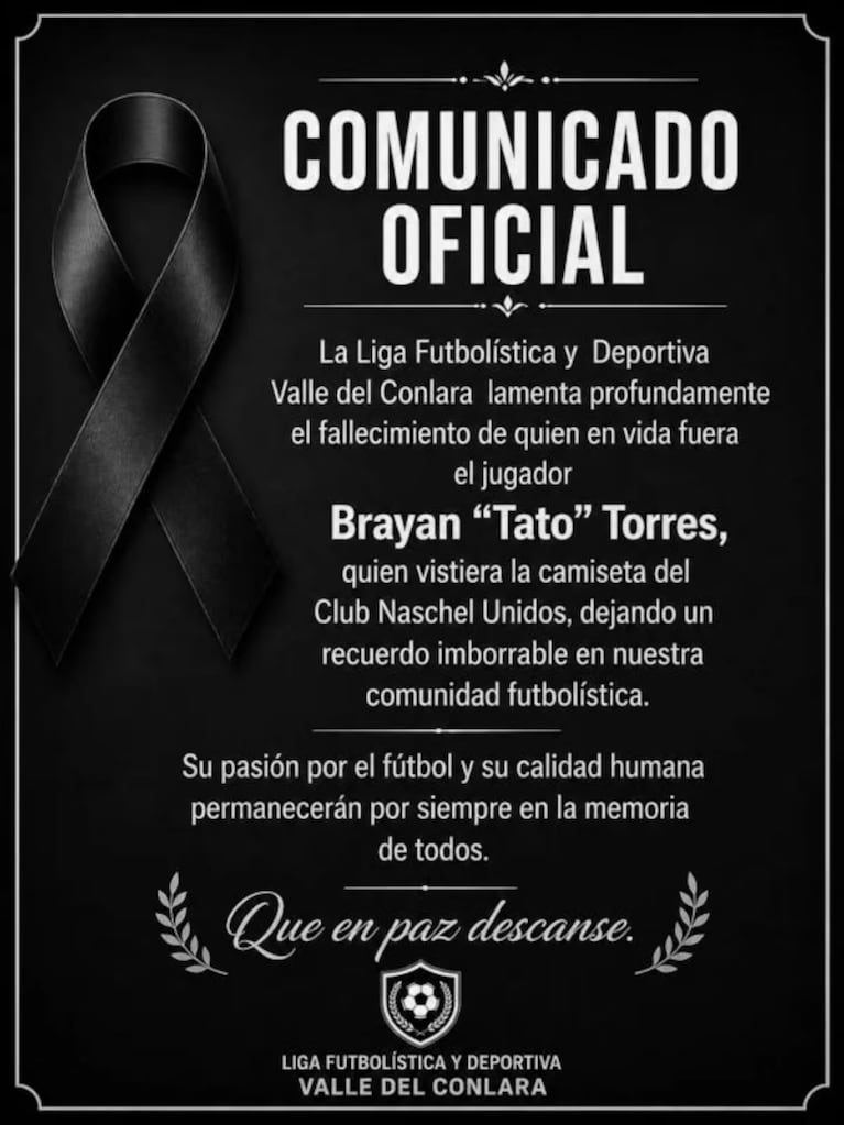 El jugador de 27 años murió en el acto.