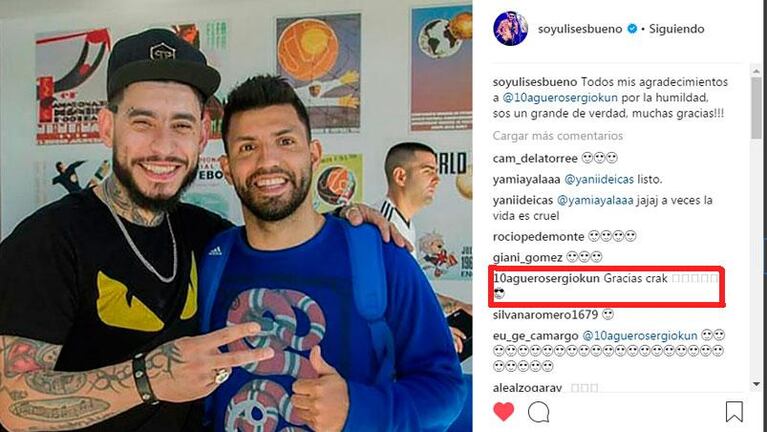 El Kun Agüero saludó a Ulises Bueno