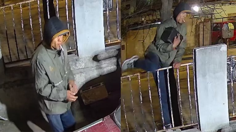El ladrón fumador quedó filmado por la cámara de seguridad de la casa.