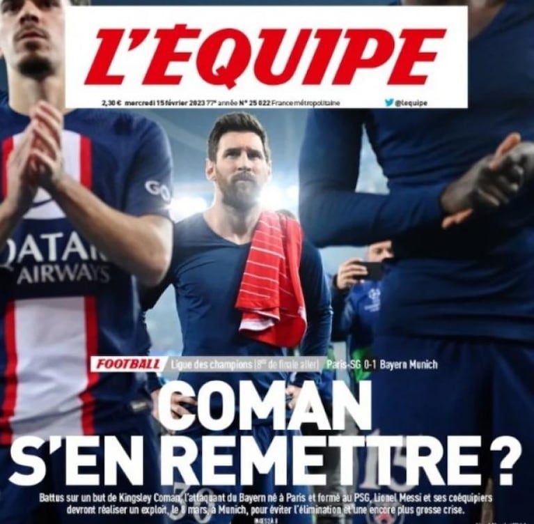El lapidario puntaje de un diario francés a Messi tras la derrota del PSG por Champions League