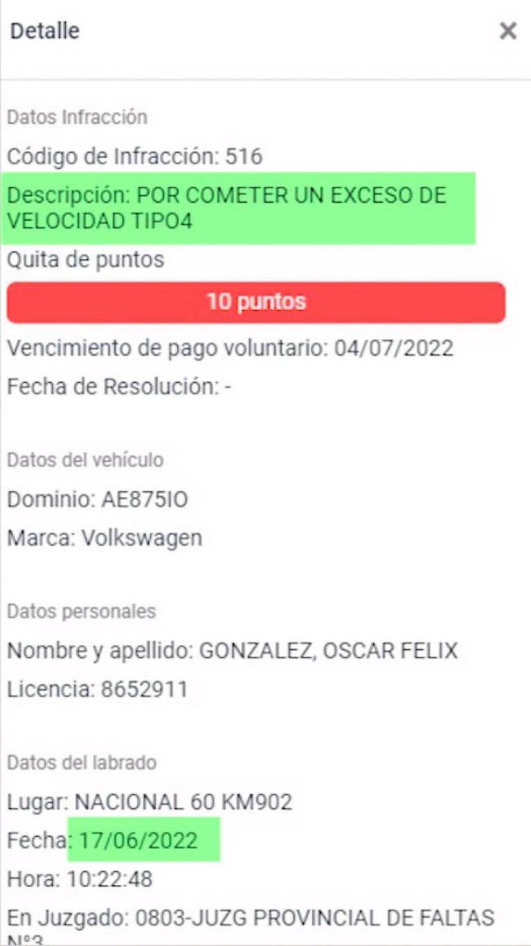 El legislador González tenía dos multas previas al choque fatal