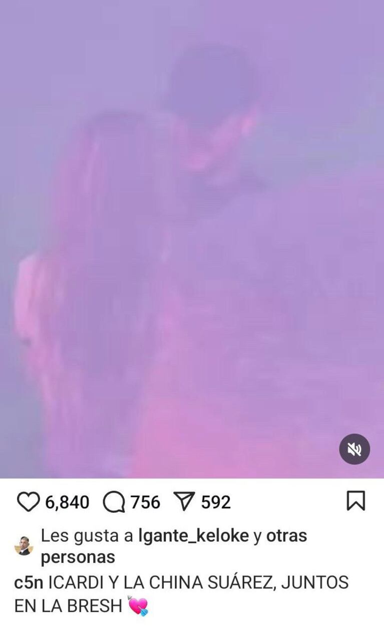 El like de L-Gante a un video de La China Suárez y Mauro Icardi (Foto: captura Instagram/c5n)
