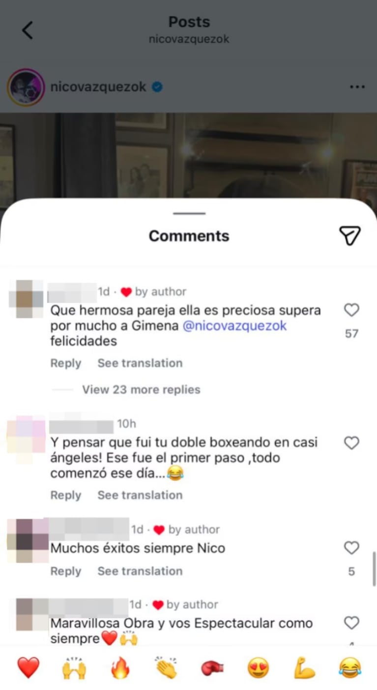 El like de Nico Vázquez.