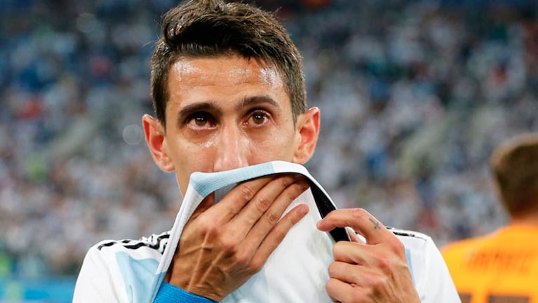 El llanto de Di María tras la eliminación en Rusia.