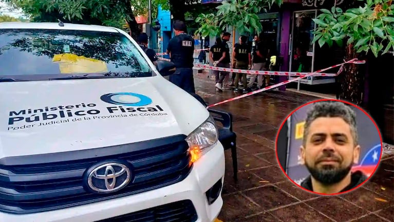 El local comercial de Villada allanado tras el crimen de Oliva. Foto: La Estafeta Online.