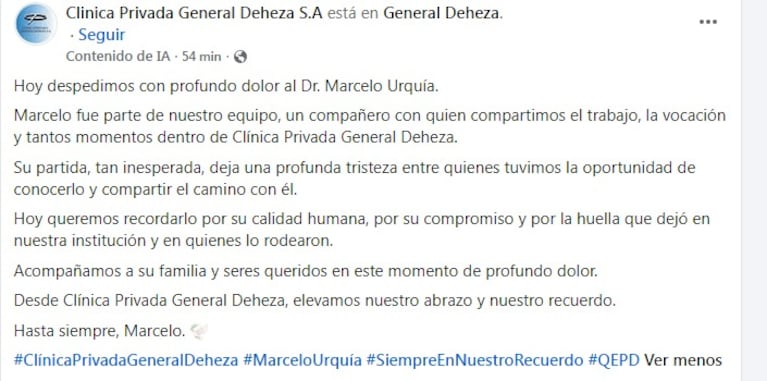 El médico falleció en un choque fatal cerca de General Deheza.