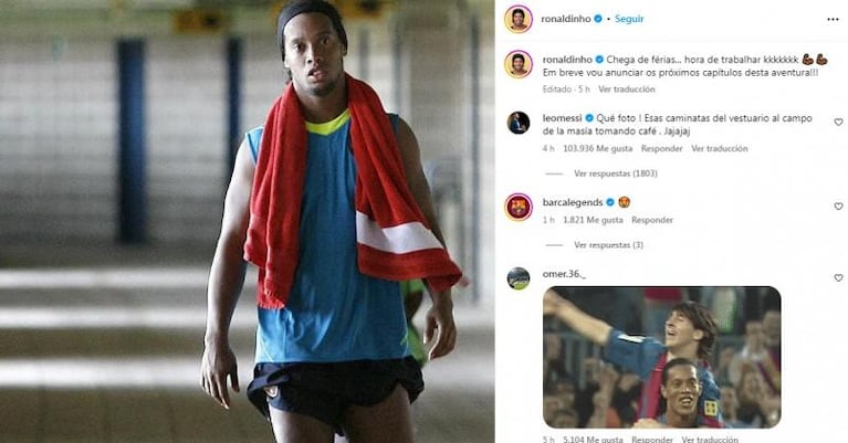 El melanclico comentario de Messi en una foto de Ronaldinho