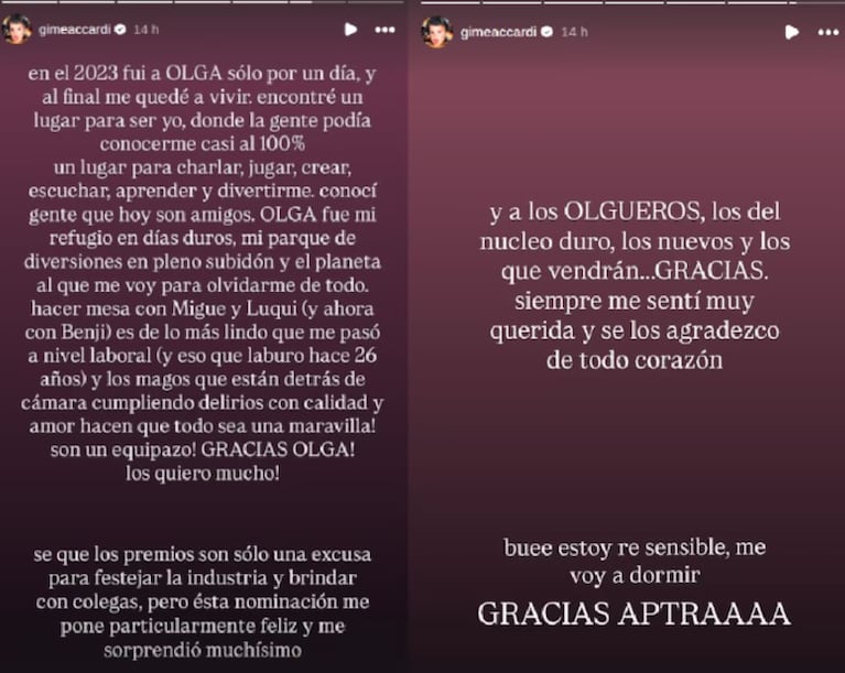 El mensaje de Gime Accardi.