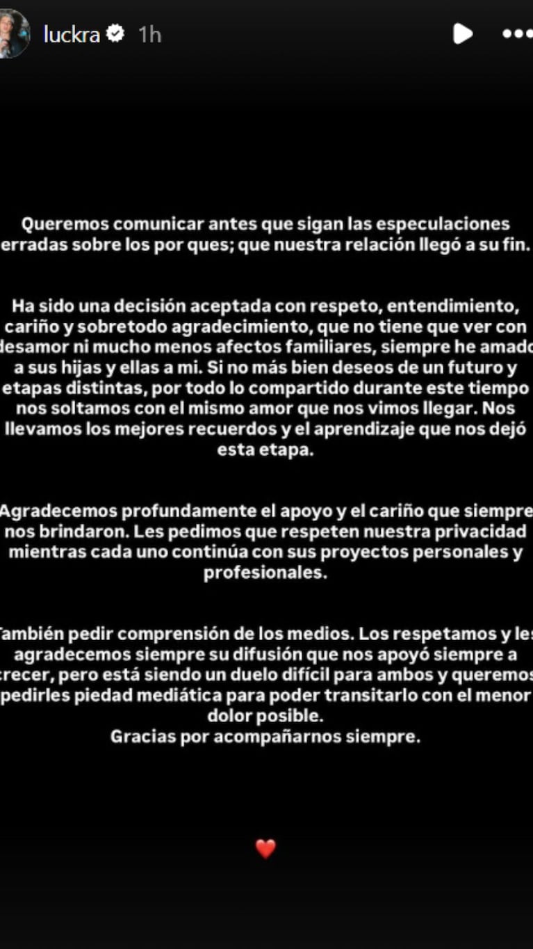 El mensaje de Luck Ra tras confirmarse su separación de La Joaqui.