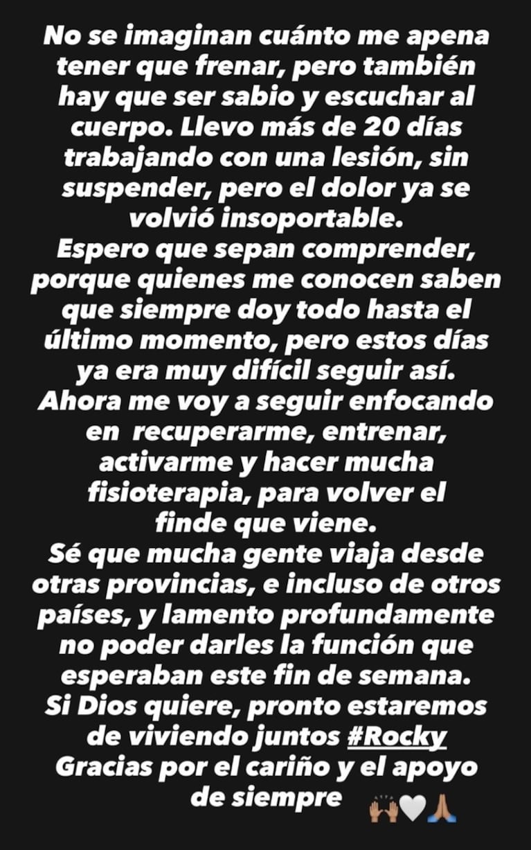 El mensaje de Nico Vázquez en redes.