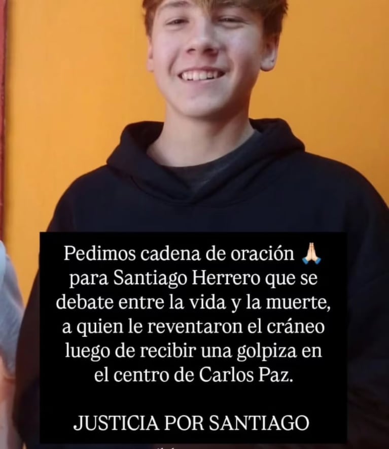 El mensaje que difundió la familia tras el ataque.