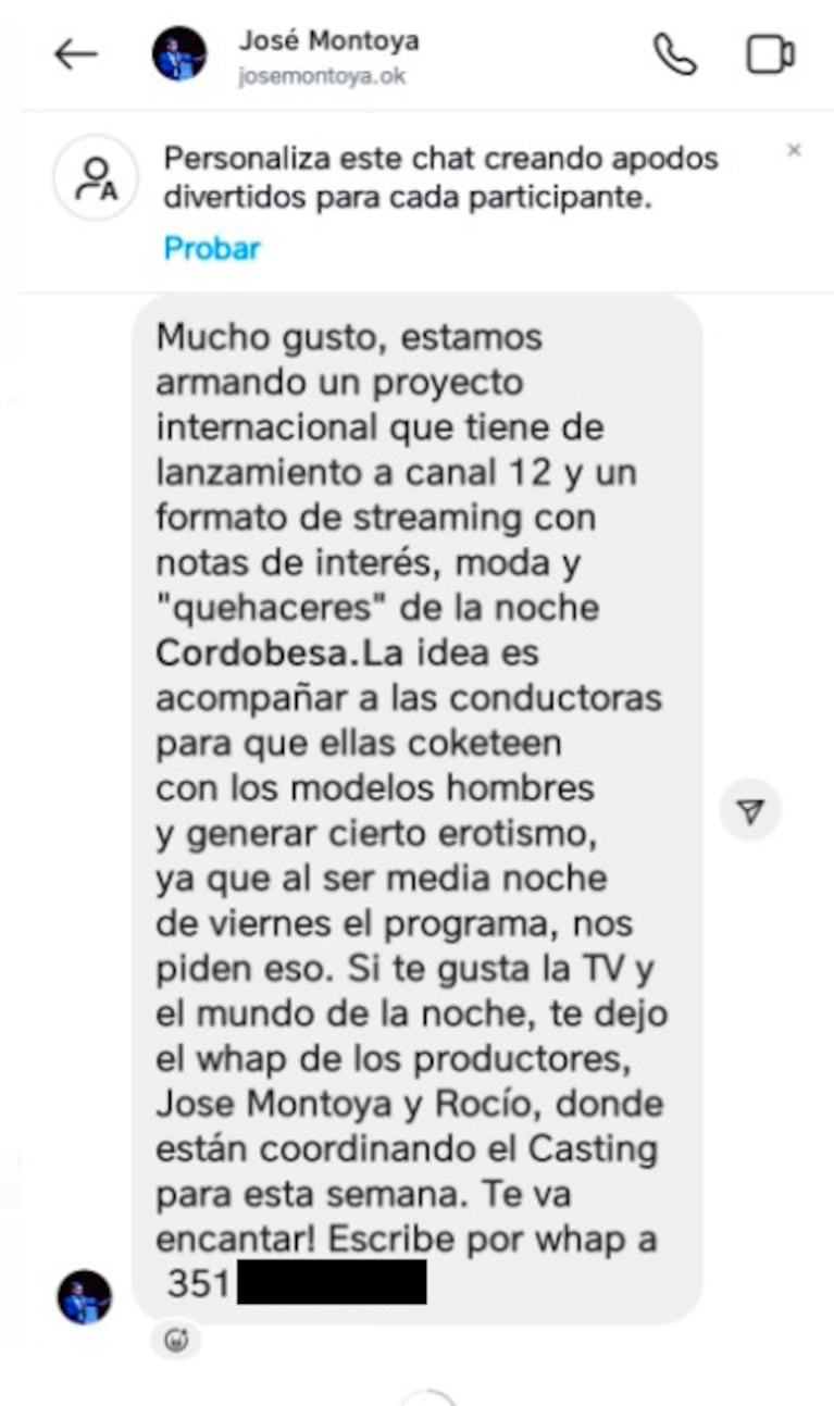 El mensaje utilizado para el engaño.