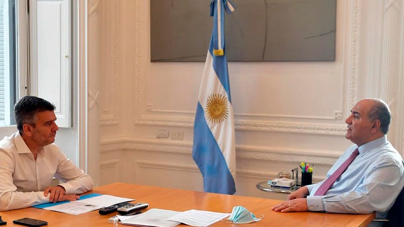 El ministro Juan Zabaleta reunido con Juan Manzur en la Casa Rosada.