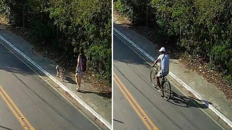El momento en el que Aranguren caminaba cerca de la playa.