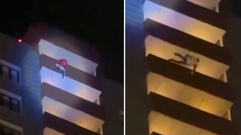 El momento en el que el Papá Noel cayó al vacío.