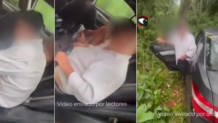 El momento en el que encontraron al taxista con la menor en un auto.