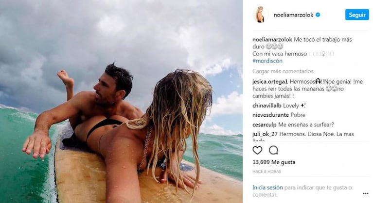 El "mordiscón" sexy del novio cordobés a Noelia Marzol