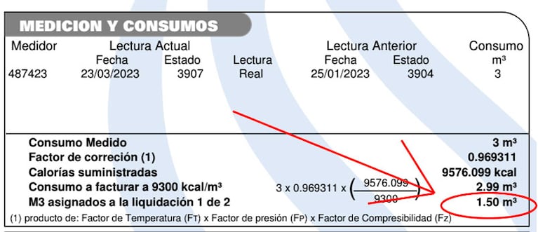 El nivel de consumo puede ubicarse en el margen derecho de la boleta de Ecogas.