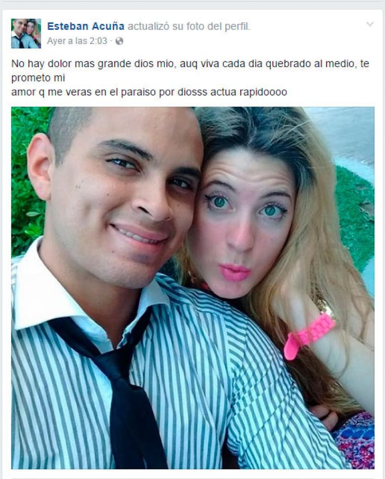 El novio de Brenda Arnoletto expresó su dolor en las redes