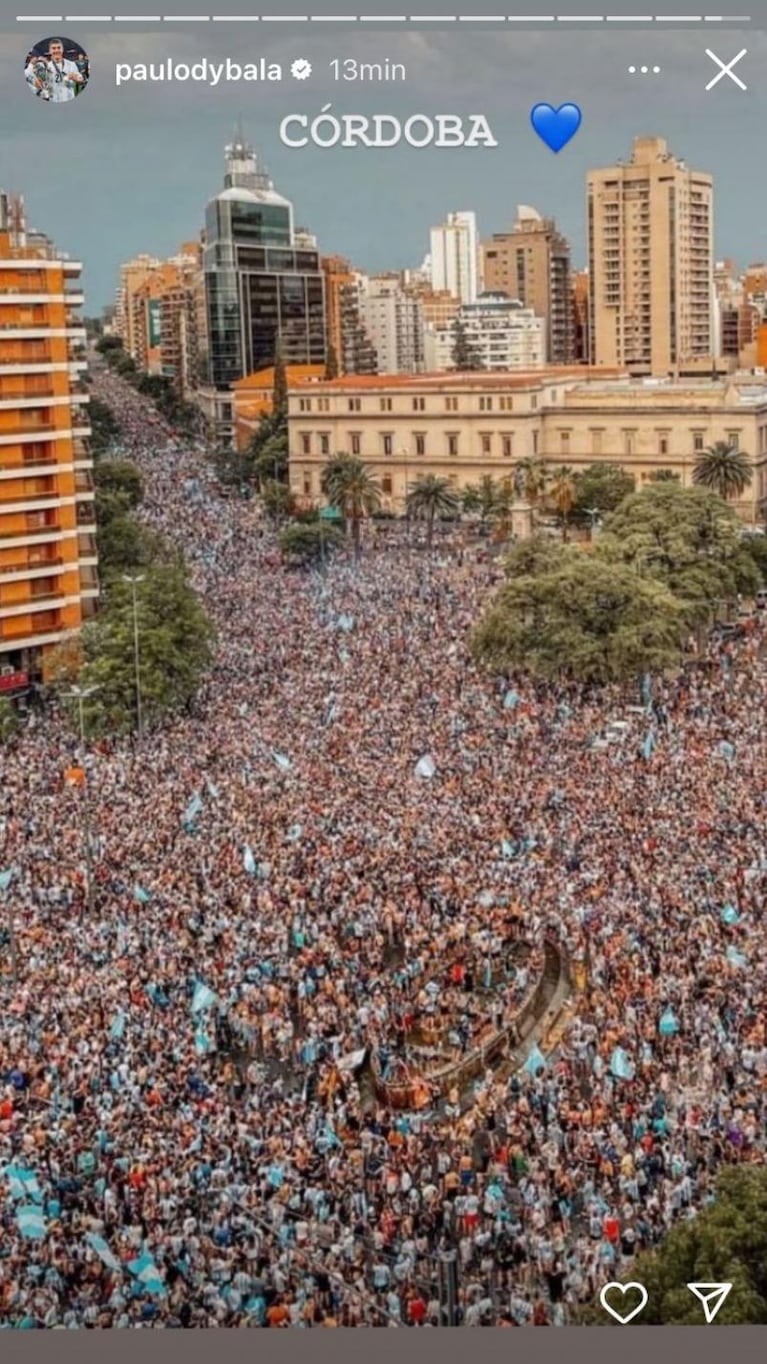 El orgullo de Dybala por el multitudinario festejo en Córdoba