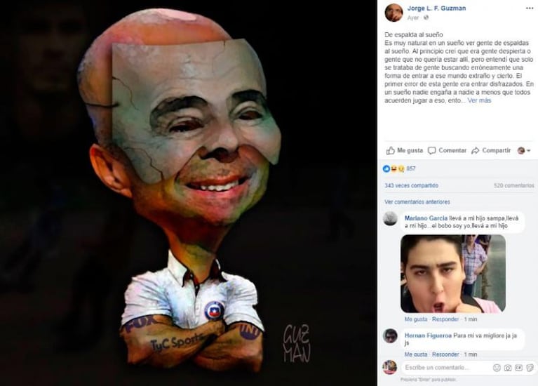 El padre de Nahuel Guzmán hizo una caricatura de Sampaoli