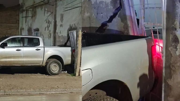 El padre embistió la casa con la camioneta y causó terribles daños.