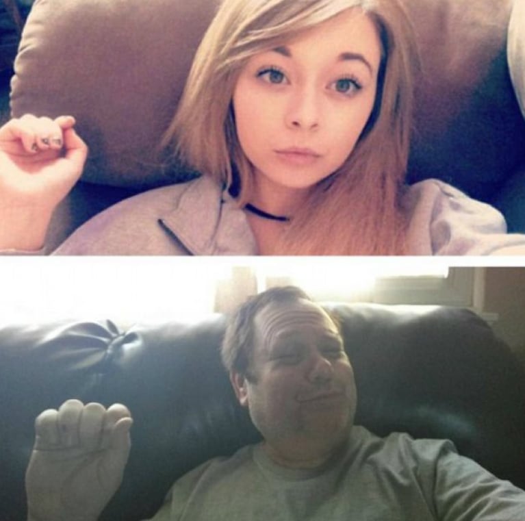 El padre le copia a su hija las selfies