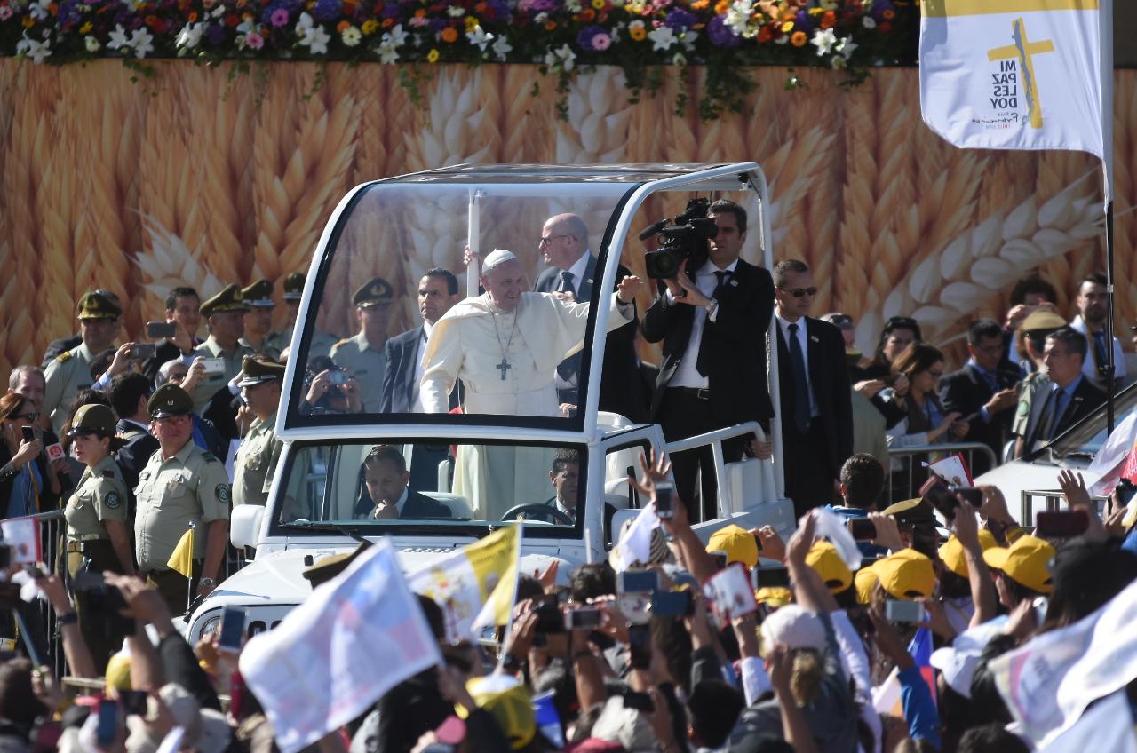 El Papa Francisco convocó a una multitud en Temuco. Foto: Lucio Casalla / El Doce.tv