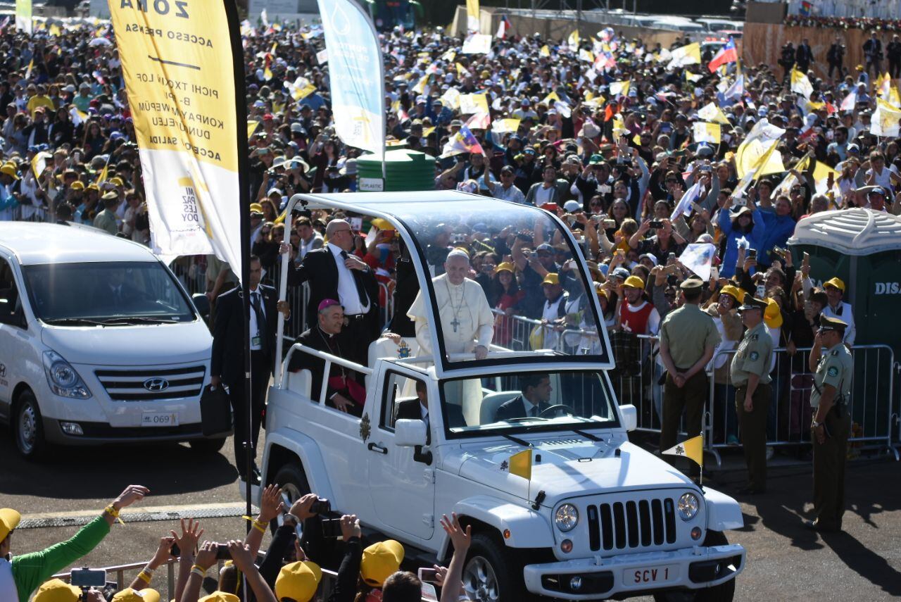 El Papa Francisco convocó a una multitud en Temuco. Foto: Lucio Casalla / El Doce.tv