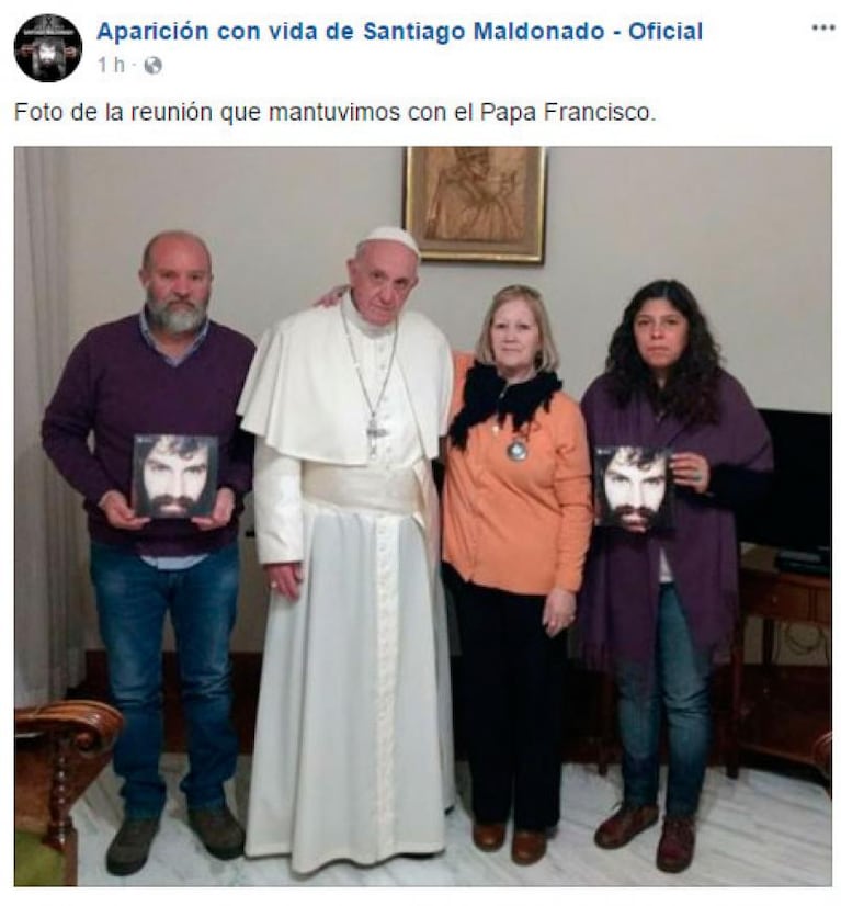 El Papa Francisco recibió a la familia de Santiago Maldonado