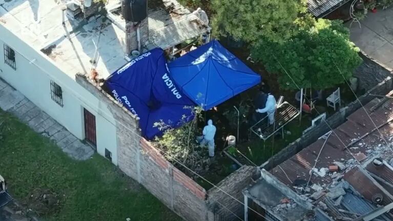 El patio de los peritajes en una casa de Florencio Varela.