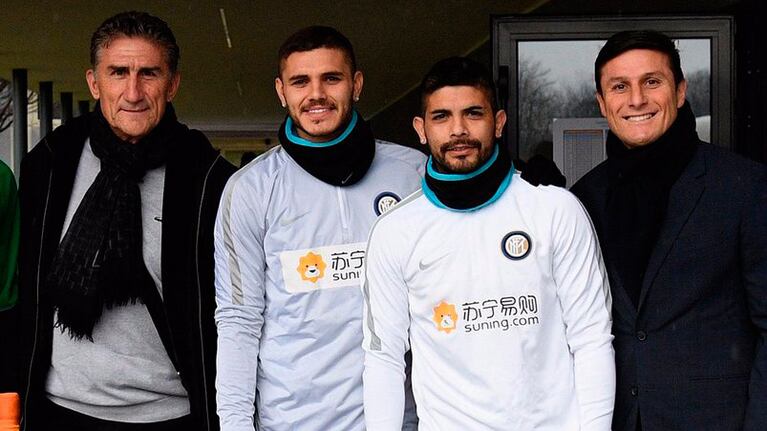 El Patón Bauza junto a Icardi, Banega y el Pupi Zanetti.