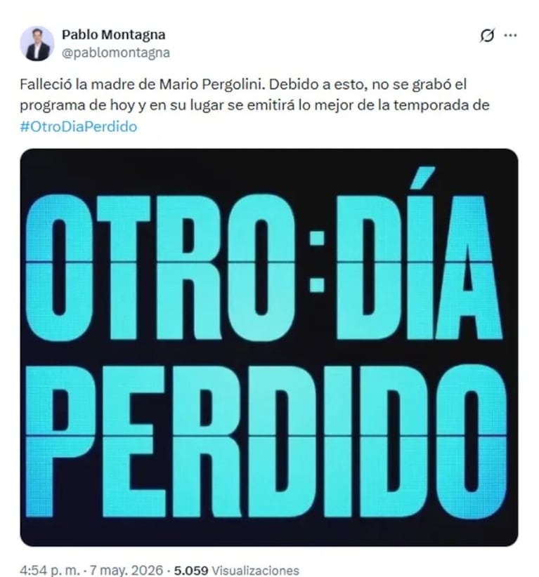 El periodista que dio a conocer la noticia de la muerte de la madre de Mario.