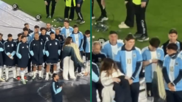 El pibe de 22 años protagonizó un divertido momento en medio de la despedida.