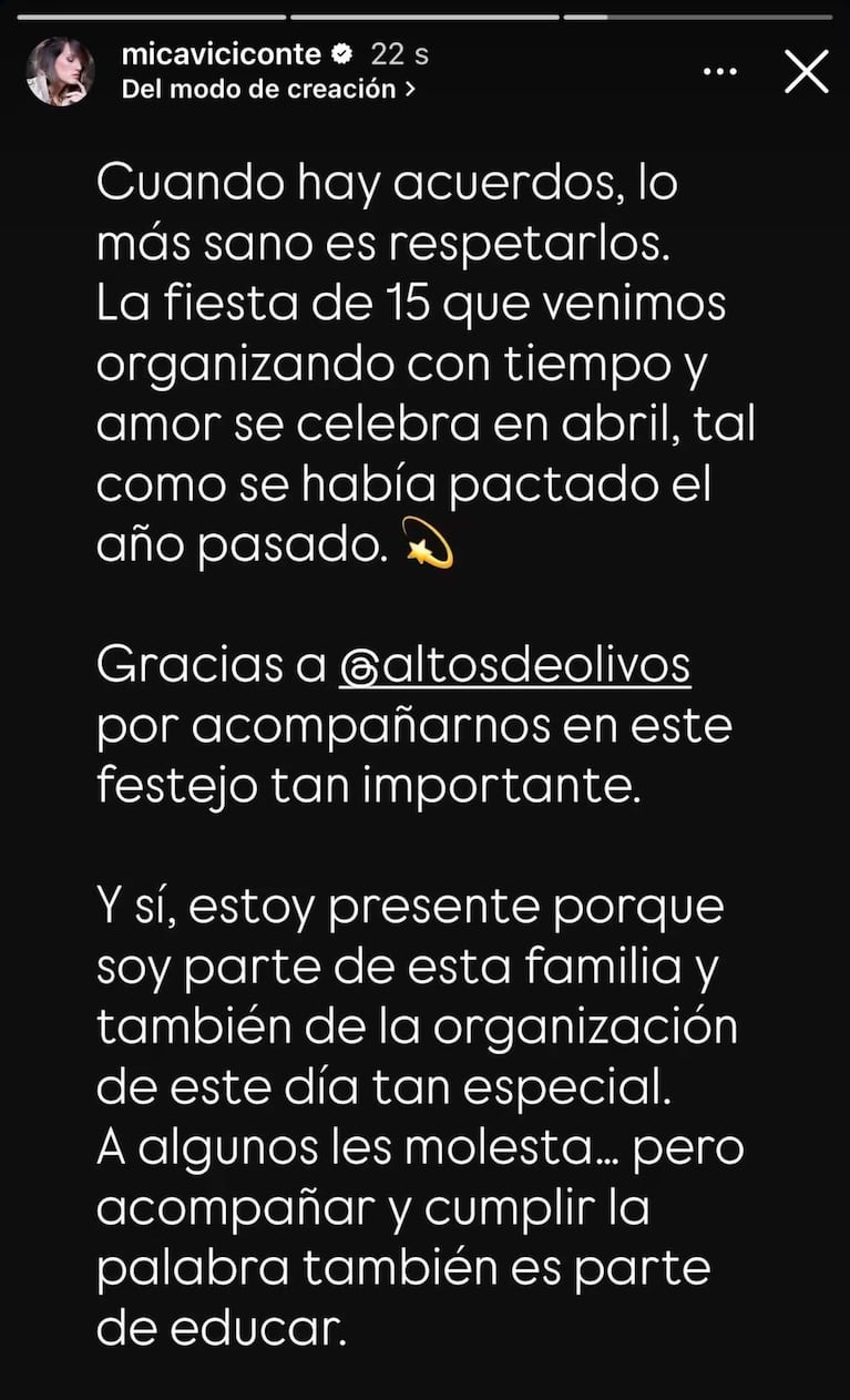 El picante cruce entre Nicole Neumann y Mica Viciconte por la fiesta de 15 de Allegra Cubero