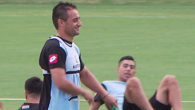 El "Picante", sonriente en su regreso a Belgrano.