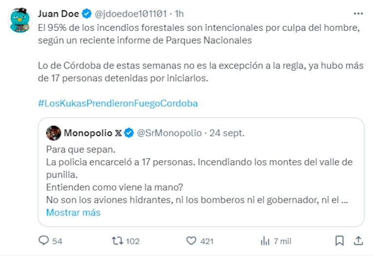 El polémico posteo de Juan Doe.