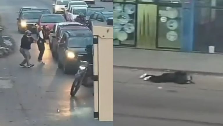 El policía abatió al motochoro y quedó filmado.