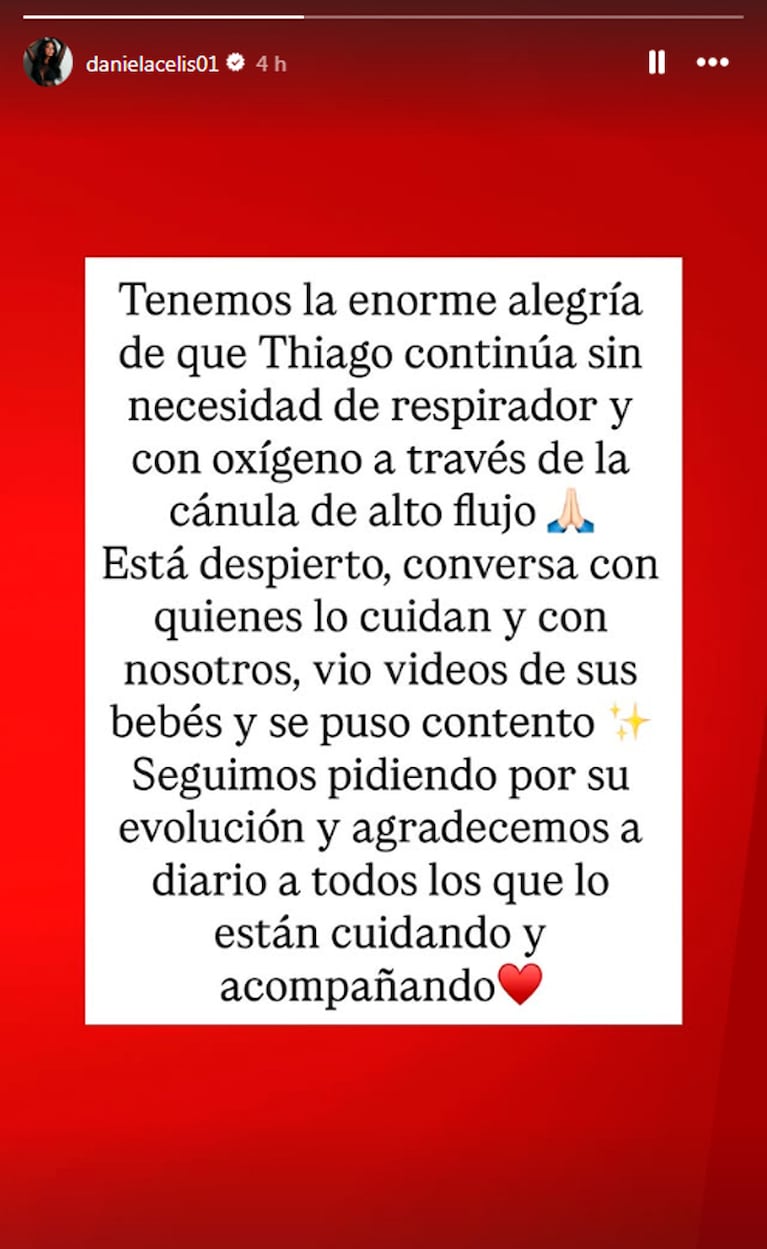 El posteo de Daniela Celis.
