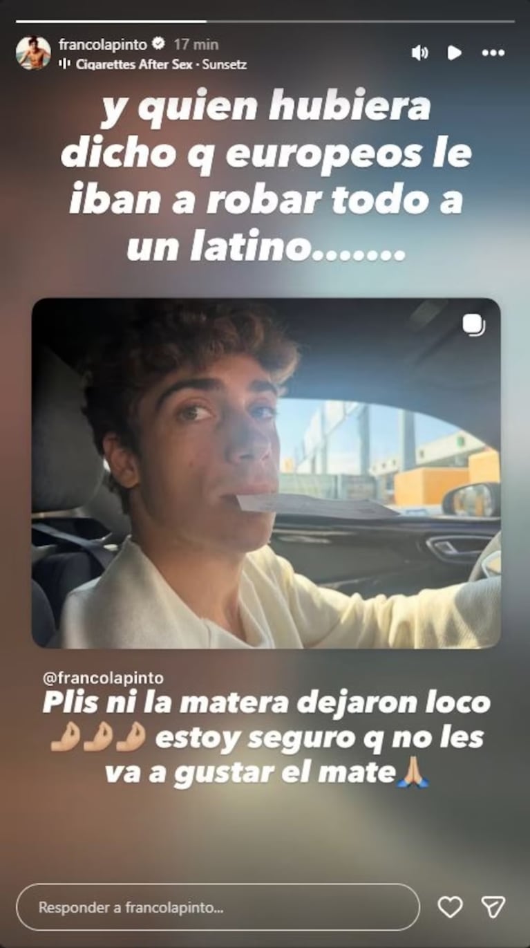 El posteo de Franco Colapinto.