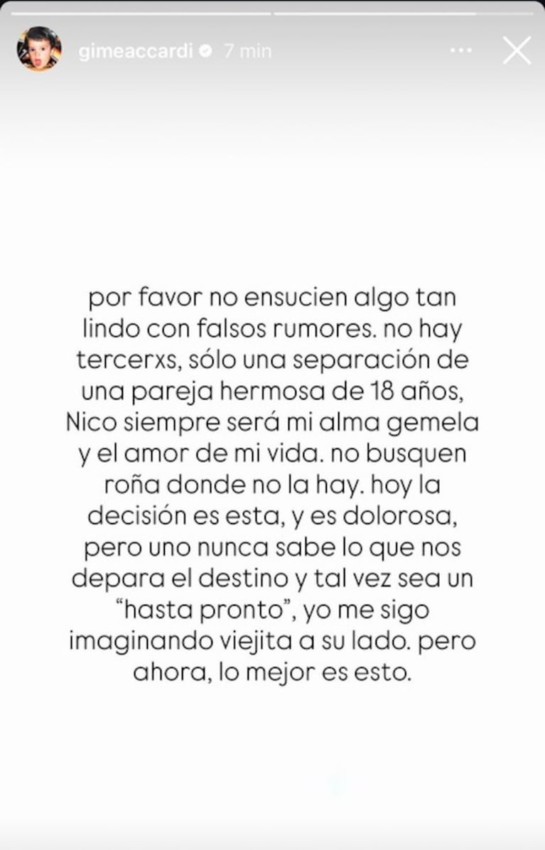 El posteo de la actriz para desmentir rumores de terceros en discordia.