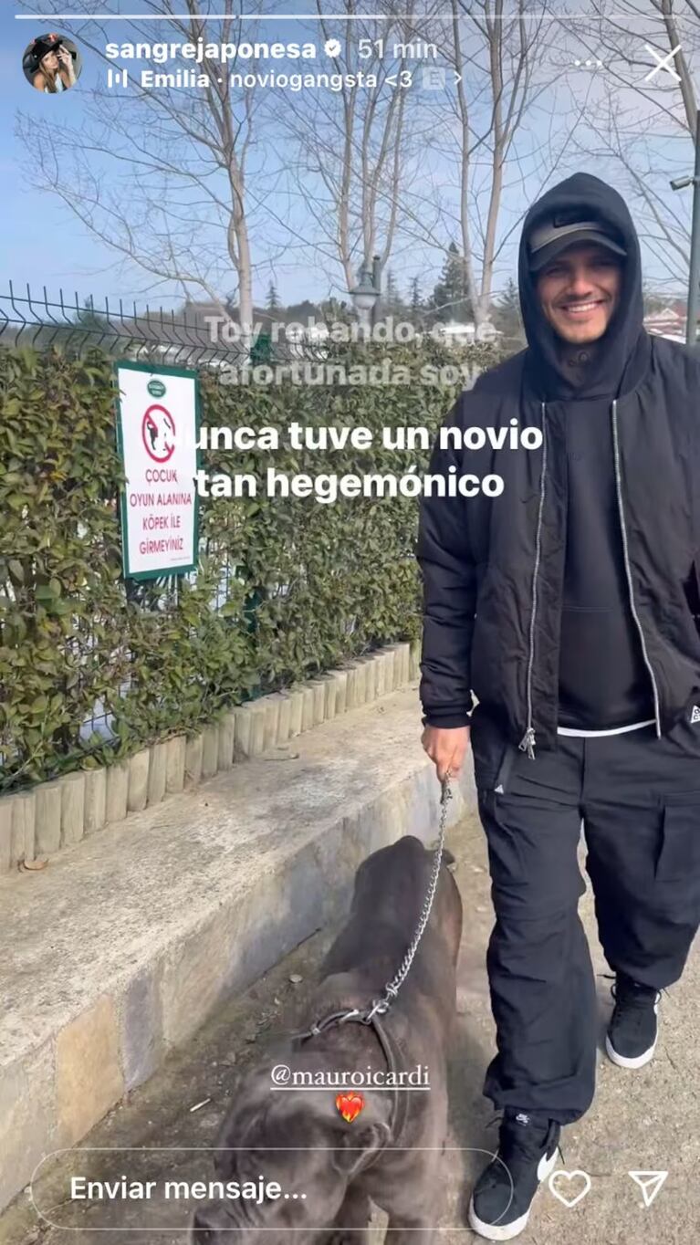 El posteo de la China Suárez a Mauro Icardi (Foto: captura de Instagram @sangrejaponesa).
