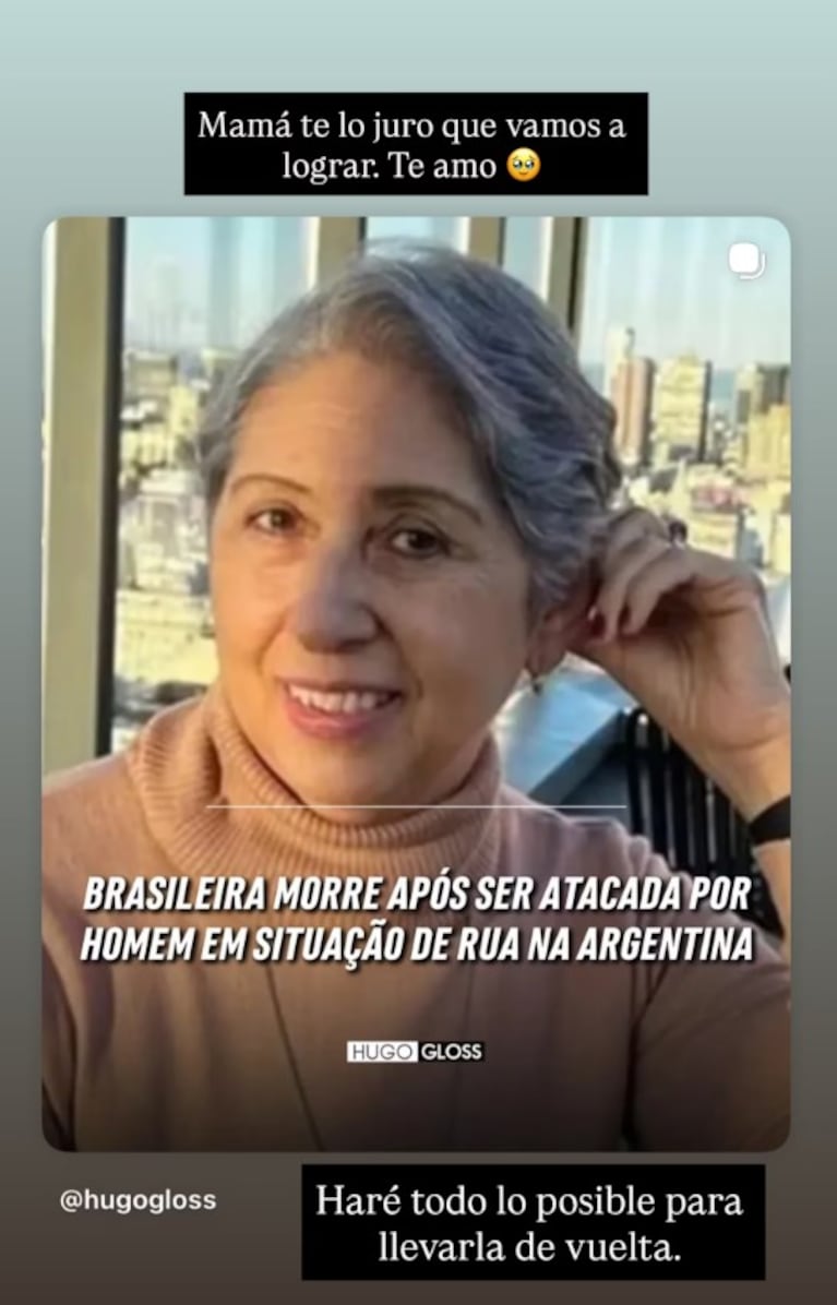 El posteo de la hija de Maria Vilma das Dores Cascalho da Silva Bosco.