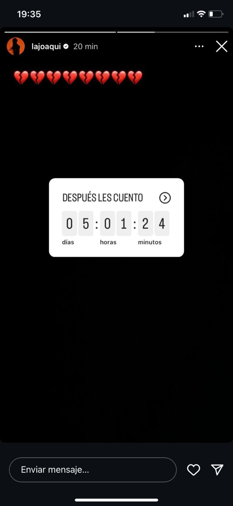 El posteo de La Joaqui que despertó rumores de una posible crisis. (Foto: captura Instagram / @lajoaqui)