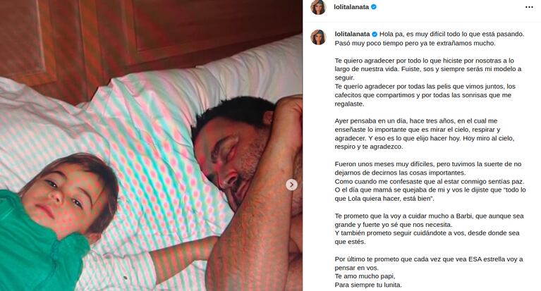 El posteo de Lola Lanata para despedir a su papá (Foto: Instagram / lolitalanata)