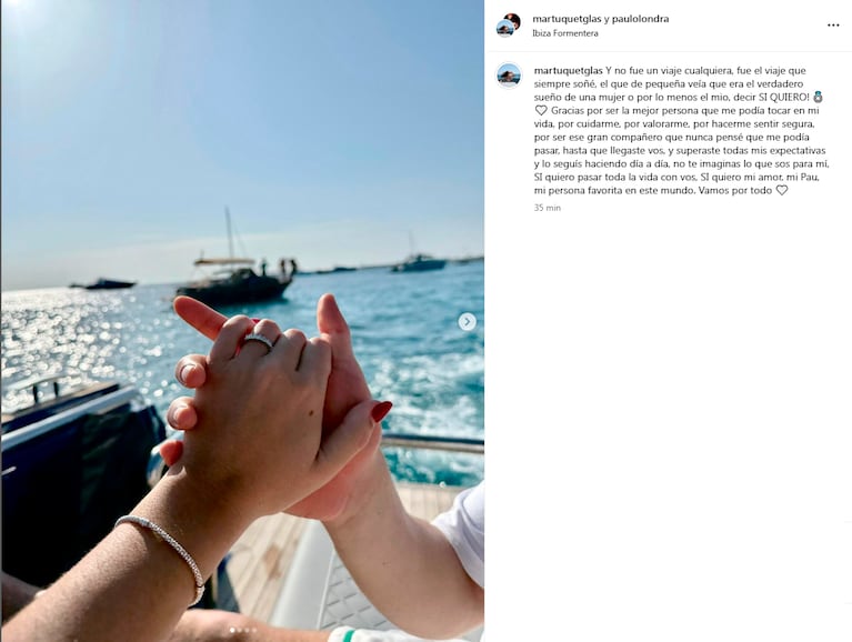 El posteo de Londra y su pareja.