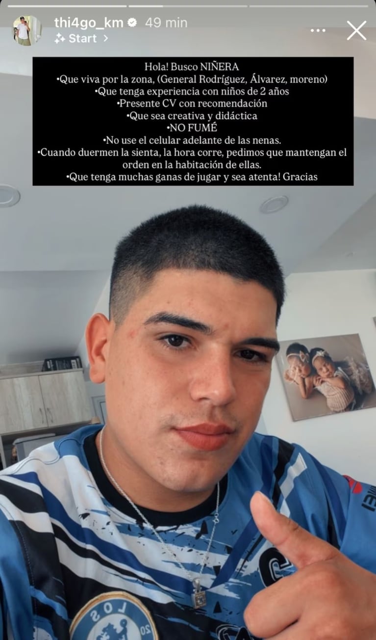 El posteo de Thiago Medina