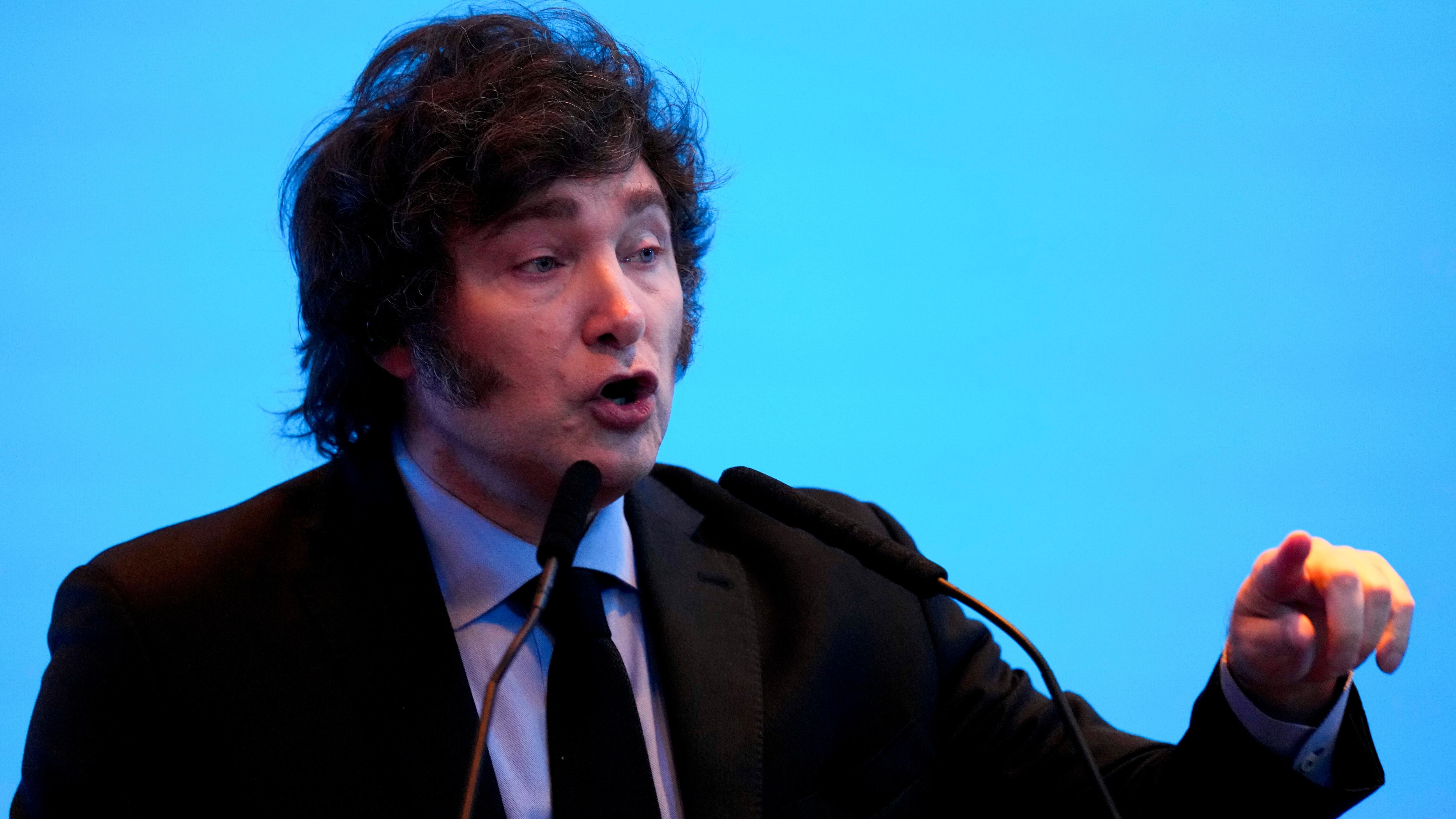 El presidente argentino Javier Milei durante el Foro Económico Internacional de las Américas, el martes 26 de marzo de 2024, en Buenos Aires. (AP Foto/Natacha Pisarenko, Archivo)