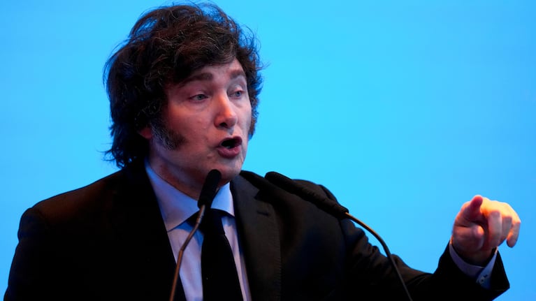 El presidente argentino Javier Milei durante el Foro Económico Internacional de las Américas, el martes 26 de marzo de 2024, en Buenos Aires. (AP Foto/Natacha Pisarenko, Archivo)